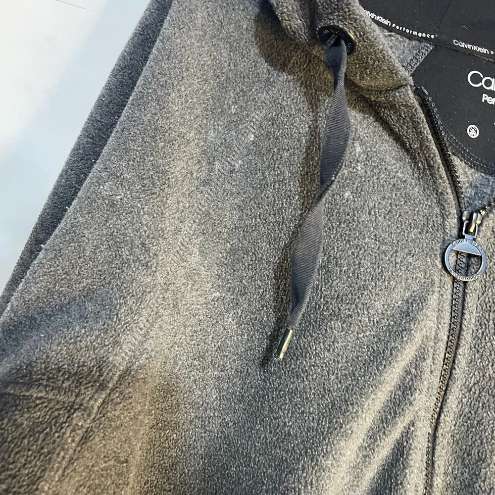 5 for $25🔥Calvin‎ Klein Performance Grey Fleece Zip Front Hooded Jacket Large